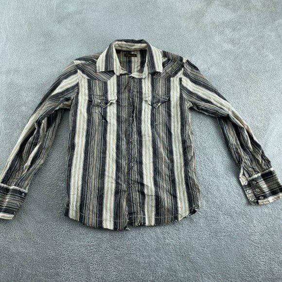 7 Diamonds Mens Striped Button-Up Long Sleeve Shirt Size L  0385 - Picture 1 of 10